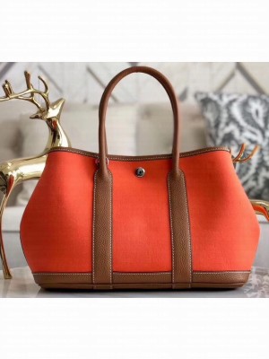 Hermes Canvas Garden Party 30/36 Bag Orange
