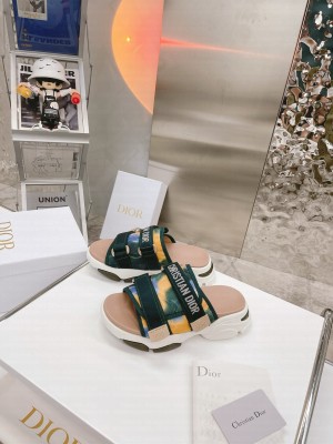 DIOR GREEN MULTICOLOR TECHNICAL FABRIC D-WANDER SLIDE 2021 Collection