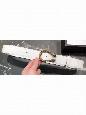 Gucci Width 3/3.5cm Leather Belt White with Dionysus Buckle