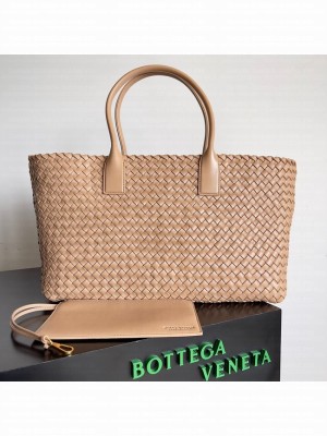 Bottega Veneta Large intreccio leather tote bag 608811 Apricot