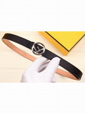 Fendi Width 2cm F is Fendi Logo Round Buckle Belt Black/Silver
