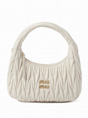 Miumiu Wander Matelasse Nappa Leather Hobo Bag Cream