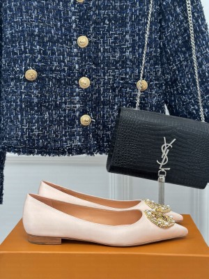 Louis Vuitton LV Initials accessory Satin Flat Ballerina Pink