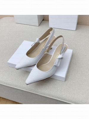 DIOR HEEL 6.5CM J'ADIOR SLINGBACK PUMPS IN COTTON EMBROIDERY WHITE 2022 COLLECTION