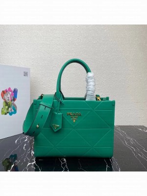 Small leather Prada Symbole bag with topstitching 1HH039 green