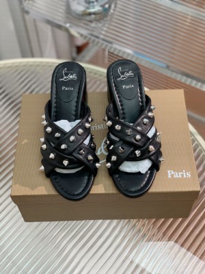 Christian Louboutin Miss Spika Club 55 mm Sandals Nappa leather and Spikes Studio Black