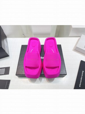 Alexander Wang Fabric Platform Wedge Slide Sandals 2022 Collection,Purple