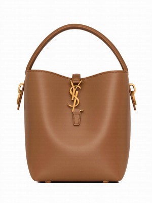 Saint Laurent Le 37 Small In Shiny Leather Coffee