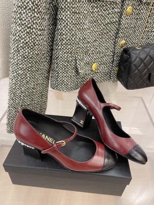 Chanel Heel 75mm Mary Janes With Pearl Pumps Red Spring 2022 Collection