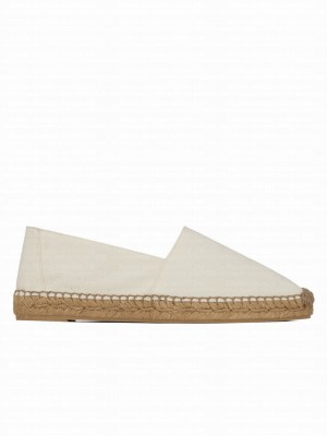 Saint Laurent Women's Cassandre Embroidered Espadrilles In Denim Cream