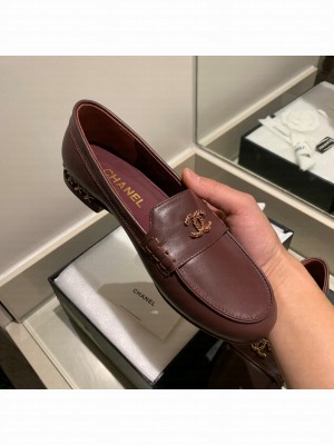 Chanel Calfskin Burgundy Loafers G35067 2021 Collection