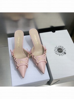 Christian Dior pointed toe 7cm Calfskin Pink Mule Sandals 2022 Collection
