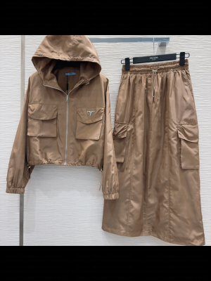 Prada Jacket and Skirt Set Brown 2025