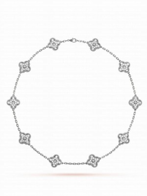 Van Cleef & Arpels Vintage Alhambra Necklace Silver
