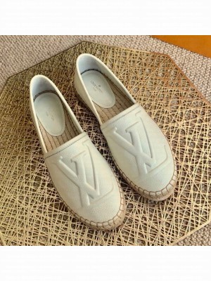 Louis Vuitton LV Grained Leather Espadrilles White 2021 Collection