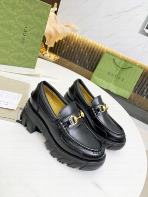 Gucci Women's Leather lug sole Horsebit loafer Black 2021 Collection