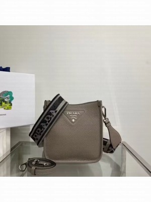 Prada Leather mini shoulder bag 1BH191 dark Grey