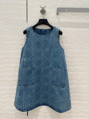 Dior Cannage Washed Denim A-Shaped Dress 2025