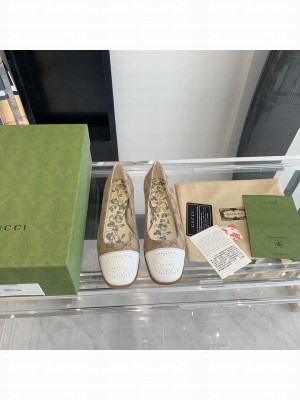 Gucci ballet flat with Interlocking G Cavas with White Leather tip 2021 Collection