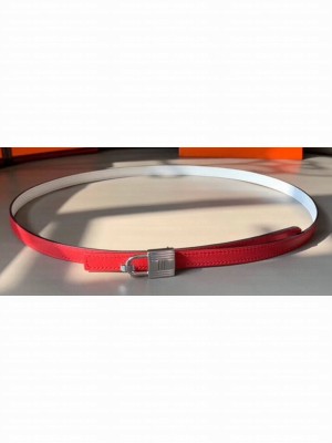 Hermes Width 1.3cm Romance Reversible Leather Belt Red/White
