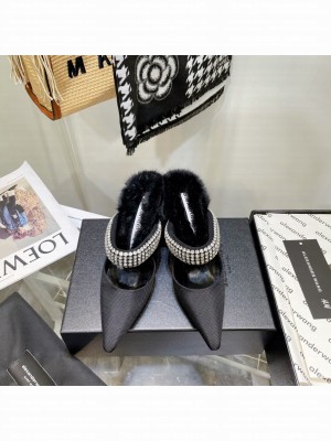 Alexander Wang grace85 crystal mule in nylon & faux fur