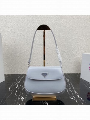 Prada Cleo brushed leather shoulder bag with flap 1BD311 light blue