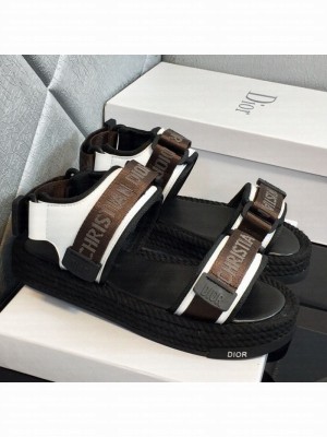 Dior D-Wander Fabric Flat Strap Sandals Brown Spring/Summer 2021 Collection 02