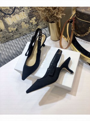 DIOR x CHIARA FERRAGNI  HEEL 6.5CM J'ADIOR SLINGBACK PUMPS TECHNICAL FABRIC BLACK 01