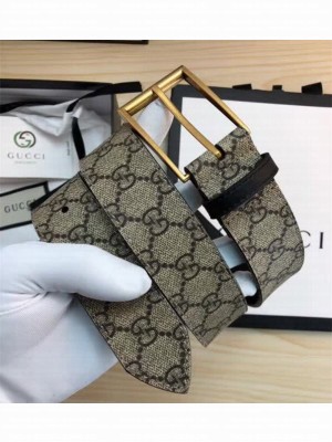 Gucci GG Supreme Belt with Gold Buckle 38mm Width 