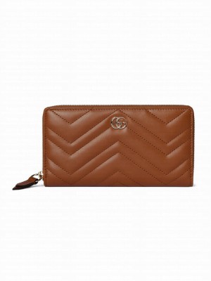 Gucci GG Marmont Zip Around Wallet 837758 Coffee
