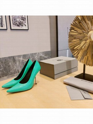 BALENCIAGA HEEL 10CM POINTED TOE PUMPS GREEN 2022