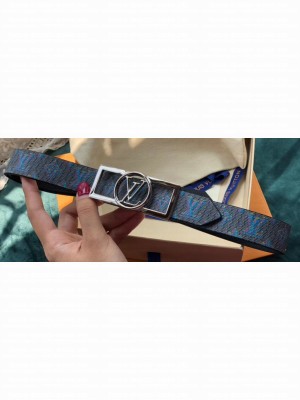 Louis Vuitton Width 3cm Square Circle LV Belt Blue/Silver