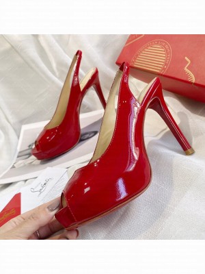 Christian Louboutin Patent Leather Peep-toe Platform Pumps Red 2021 Collection