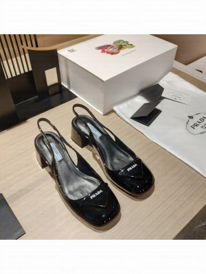 Prada leather slingback 50mm pumps Black 2022 Collection
