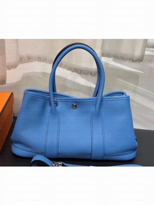 Hermes Mini Garden Party Bag in original togo leather Denim Blue