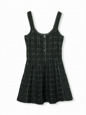 Gucci Women's Wool And Lame Check Jacquard Dress Black