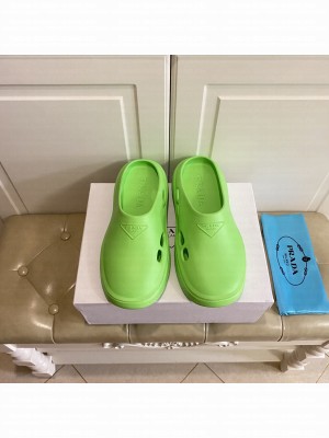 Prada Unisex Foam Rubber Mules 2022 Collection,Green