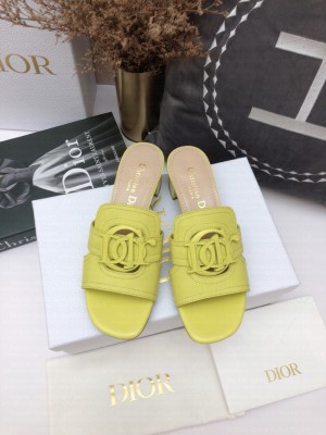 Christian Dior 30 MONTAIGNE 4CM Mule Yellow Calfskin sandals 2021 Collection