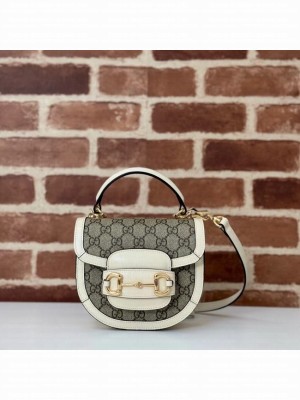 GUCCI HORSEBIT 1955 MINI TOP HANDLE BAG 781387 white&Supreme canvas