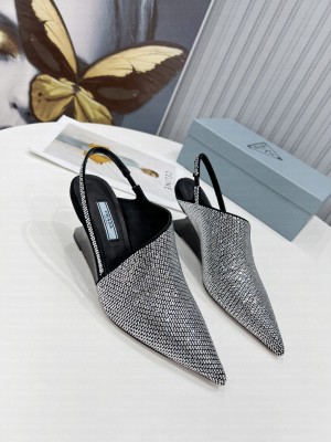 Prada 6.5CM Crystals Slingback pumps 