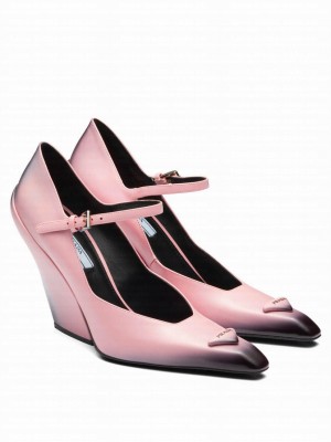 Prada Women's Brushed Leather Pumps Pink