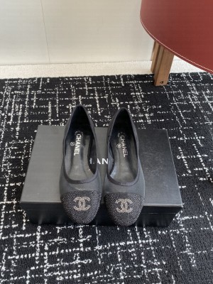 Chanel Ballet Flats mesh with crystal double c logo black 2025