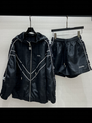 Chanel Jacket and Shorts Activewear Set Black 2025