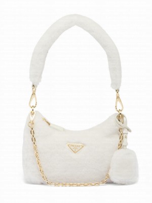 Prada Shearling Mini-bag 1BC204 Cream