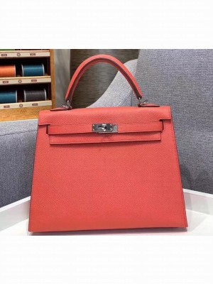 Hermes Kelly 25cm Bag in Original Epsom Leather Salmon Red