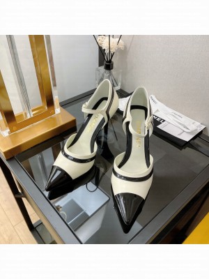 Chanel Lambskin & Patent Calfskin Pointed Toe Pumps 8.5cm White 2022 Collection