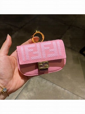 Fendi FF Canvas Nano Baguette Charm Pink 2021 Collection