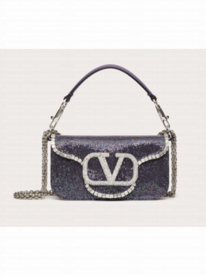 VALENTINO MINI LOCO imitation crystal shoulder bag WB0K53SL dark purple