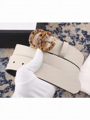 Gucci Calf Leather Belt with Double G Buckle 35mm Width White
