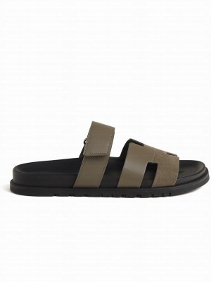 Hermes Unisex Chypre Sandal Dark Green